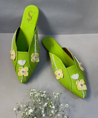 Green 3d flower pop up flats 2