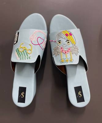 Blue doll open collar platform heels 1