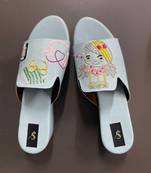 Blue doll open collar platform heels