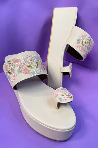 White roz platform heels