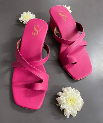 Hot pink block heels 1
