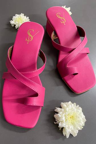 Hot pink block heels