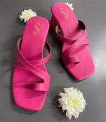 Hot pink block heels