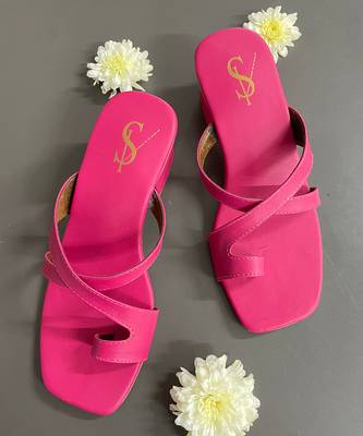 Hot pink block heels 2