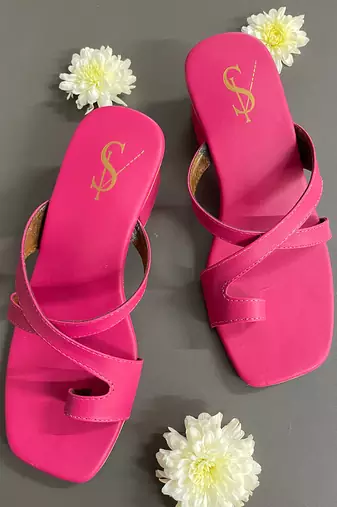 Hot pink block heels