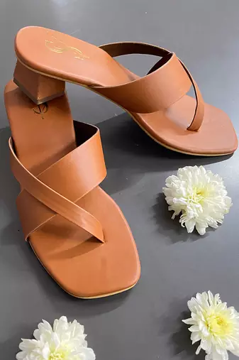 Tan sqaure heels