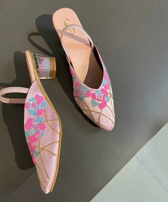 Pink quirky rose mules 1