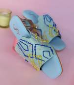 Blue geometrical glitter acrylic heel