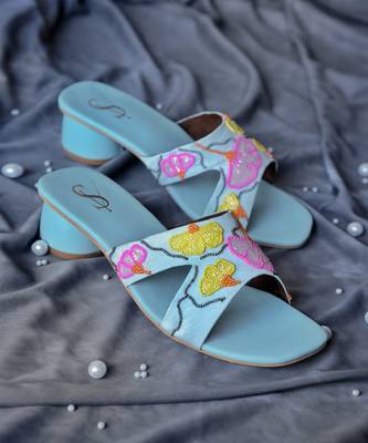 Blue botanic acrylic heel 1