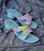 Blue botanic acrylic heel