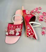 Red sundar mahal wedge heel