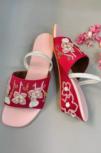 Red sundar mahal wedge heel