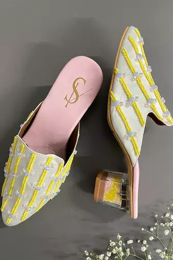 White orenda crystals acrylic heels