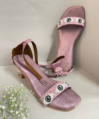 Purple evil eye single strap acrylic heel 1