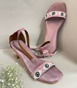 Purple evil eye single strap acrylic heel