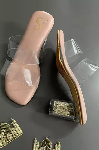 Peach glitter heels