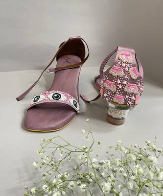 Purple evil eye single strap acrylic heel 2