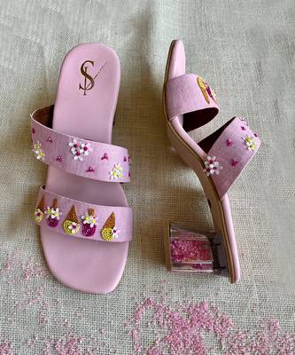 Rani pink glitter ice cream acrylic heels 1