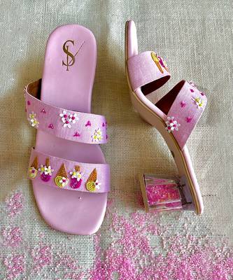 Rani pink glitter ice cream acrylic heels 2