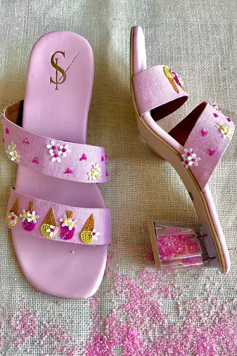 Rani pink glitter ice cream acrylic heels