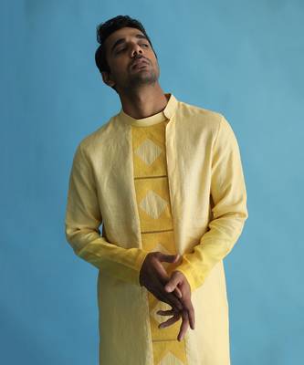 Abendrot yellow kurta set 3