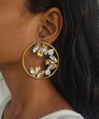 Gold sameera crystal hoops 1