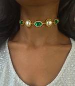 Emerald green cavi choker