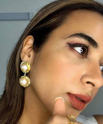 Gold sangria pearl luxe danglers 2