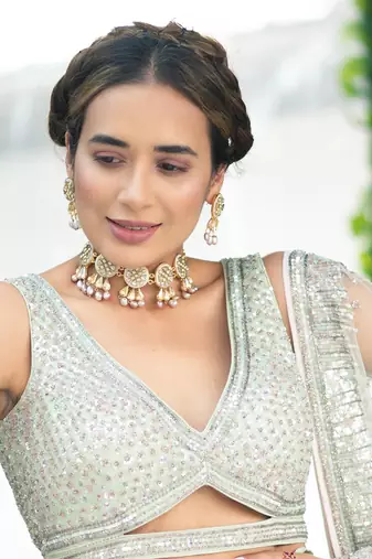 Gold ruheen pearl choker set