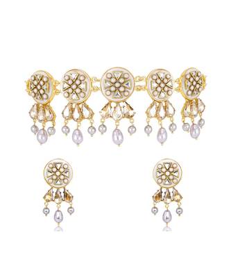 Gold ruheen pearl choker set 4