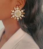 gold rubaina kundan stud earrings for women