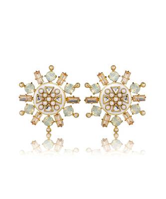 gold rubaina kundan stud earrings for women 5