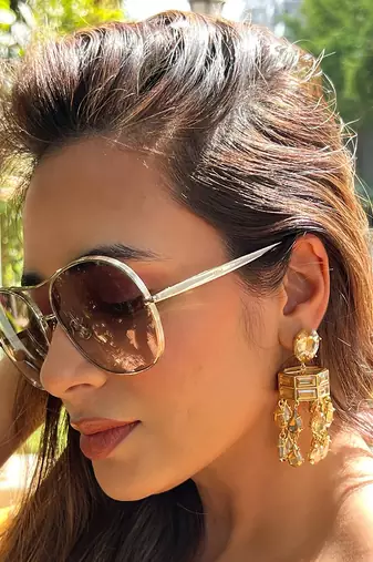 Gold chandelier drop earrings