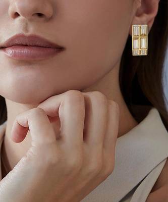 Gold chandelier baguette hoops 1