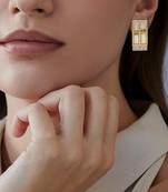 Gold chandelier baguette hoops