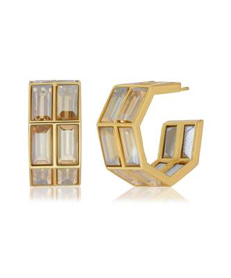 Gold chandelier baguette hoops 4