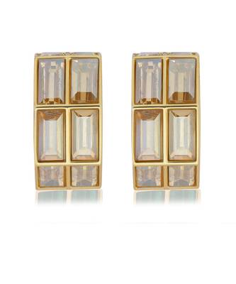 Gold chandelier baguette hoops 5