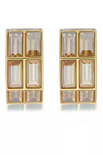 Gold chandelier baguette hoops