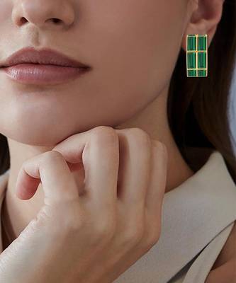 Green chandelier baguette hoops 1