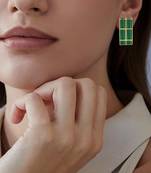 Green chandelier baguette hoops