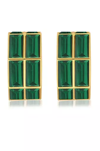 Green chandelier baguette hoops
