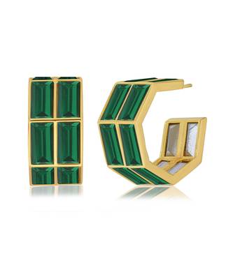 Green chandelier baguette hoops 4