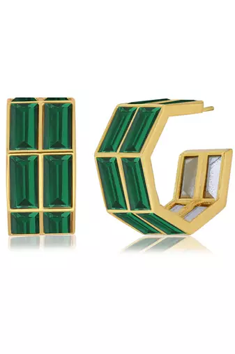 Green chandelier baguette hoops