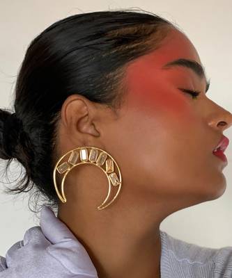 Gold amaana moon earrings 2