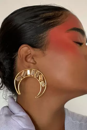 Gold amaana moon earrings