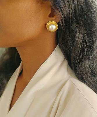 gold pearl luxe stud earrings for women 5
