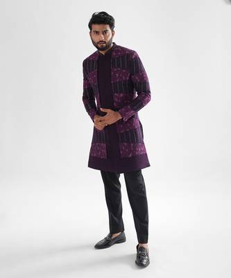 Purple iris achkan set 1