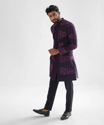 Purple iris achkan set 2