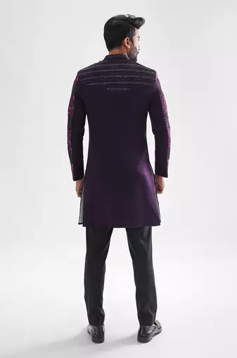 Purple iris achkan set