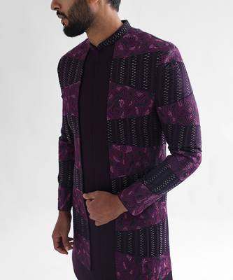 Purple iris achkan set 4